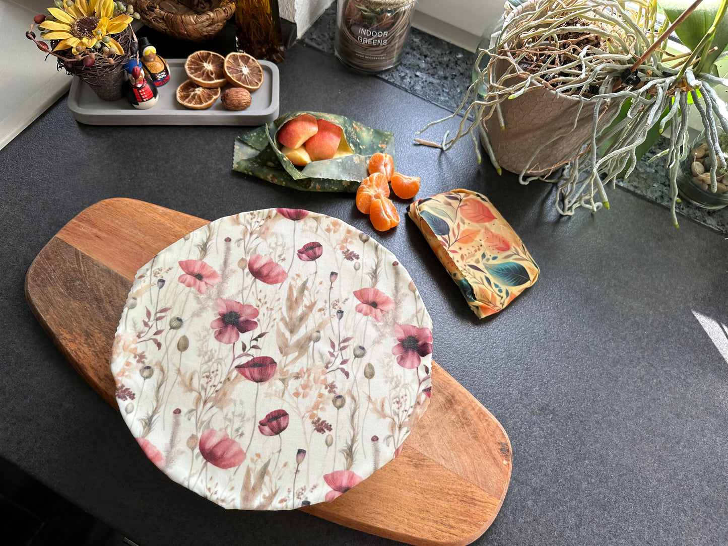 Bienenwachstuch-Set "Romantische Mohnblumen"